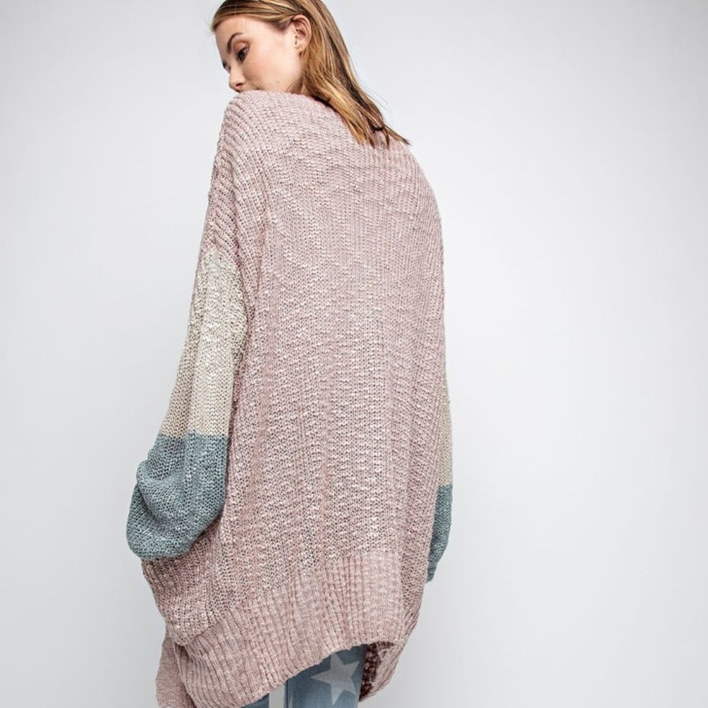 ❄️LAST2️⃣//MAUVE COLOR BLOCK CARDIGAN - Picture 6 of 9